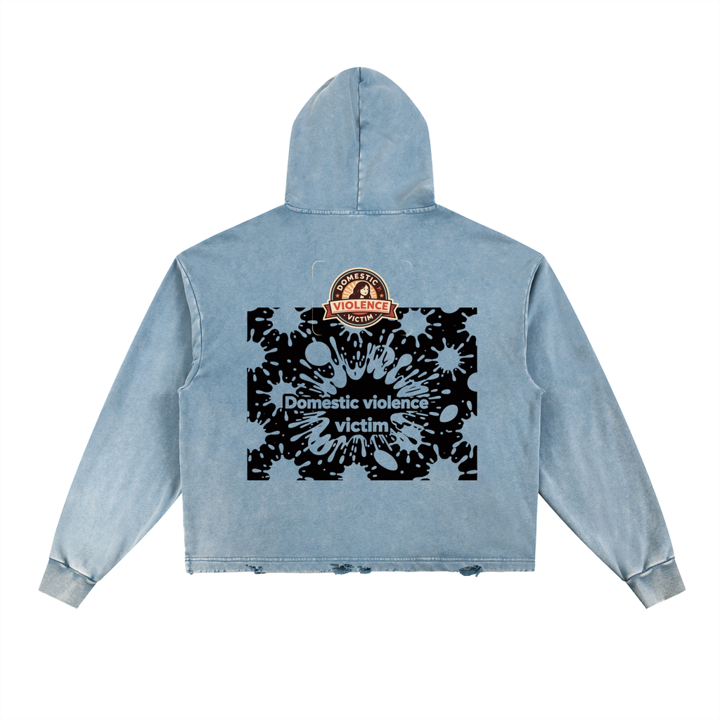 Vintage Washed Frayed-Hem Hoodie