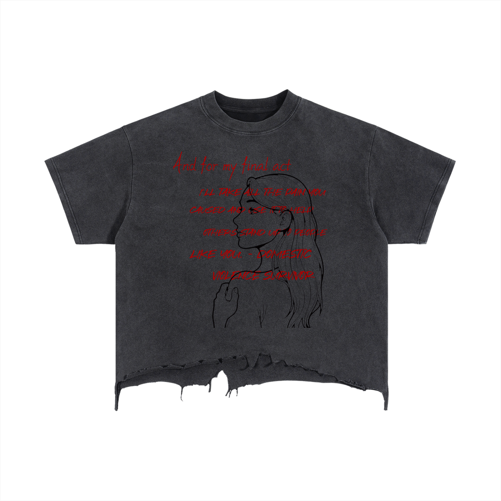 Vintage Wash Boxy Distressed Hem T-Shirt