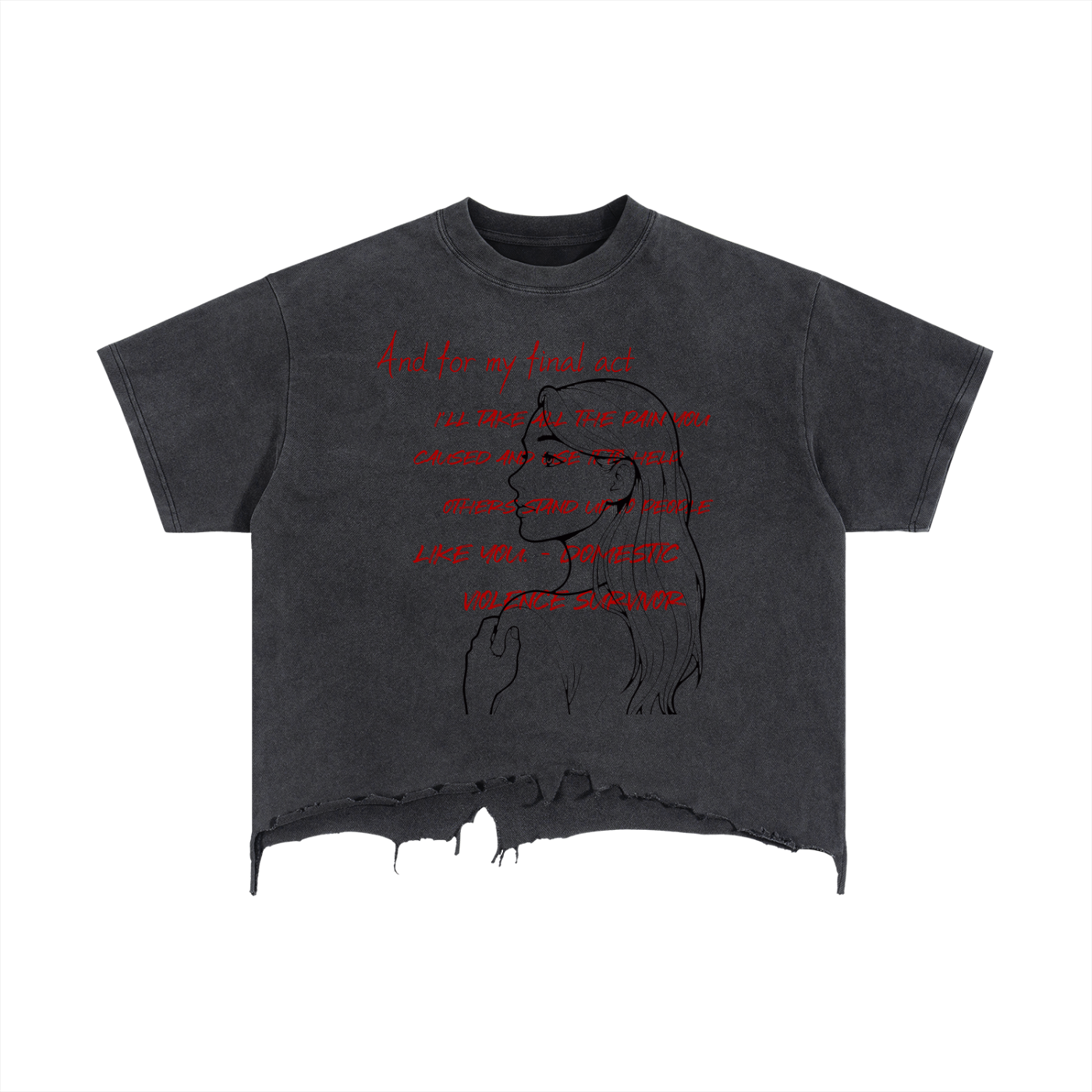 Vintage Wash Boxy Distressed Hem T-Shirt