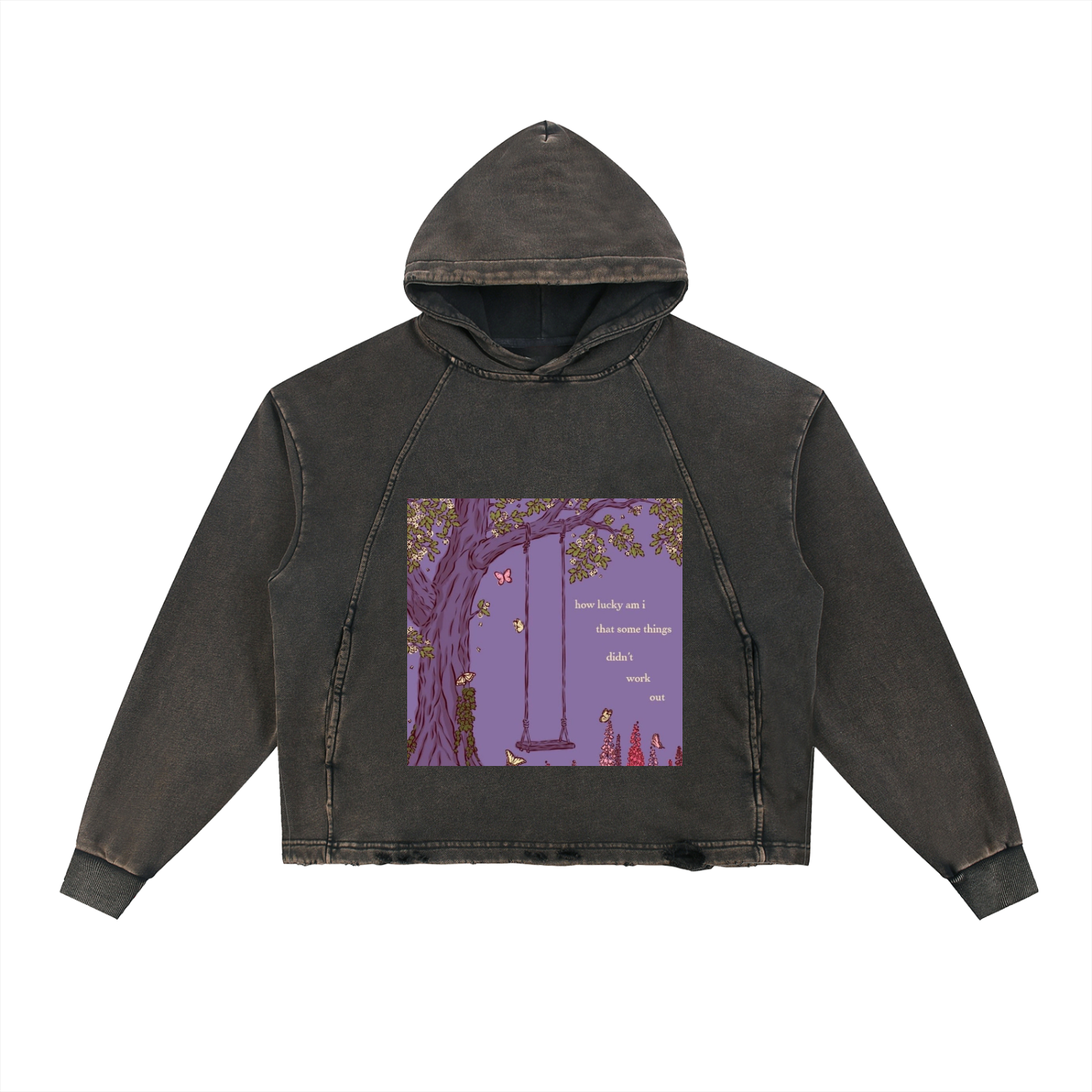 Vintage Washed Frayed-Hem Hoodie
